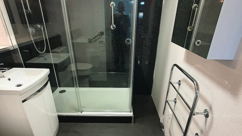 luxury black shower units with shower handles